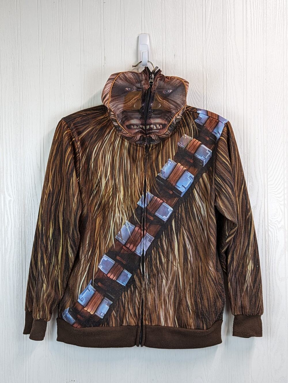 Chewbacca Youth Star Wars Zip-Up Hoodie Face Mask Costume Jacket Size L